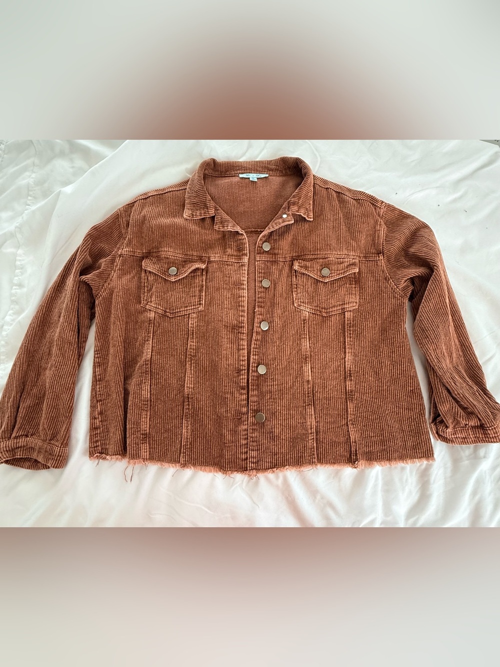 She + Sky Corduroy Cropped Jacket in Brown